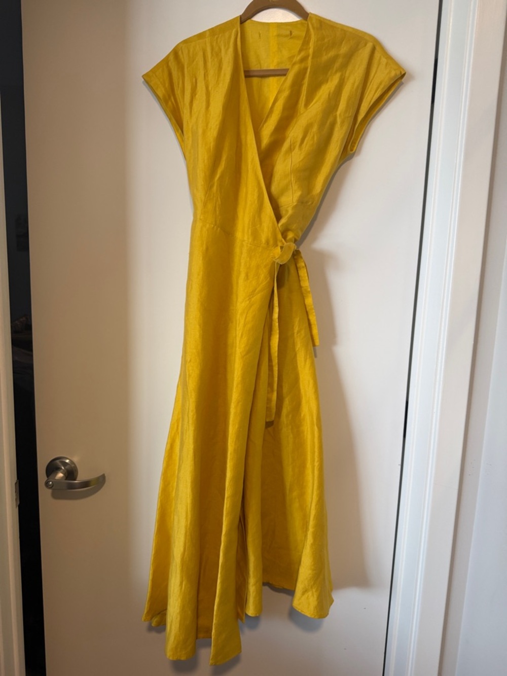 Mustard Yellow Wrap Midi Dress - Elegant Women's Dress
